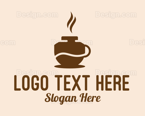 Brown Hot Coffee Logo