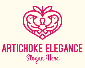 Red Valentine Lovebird logo design