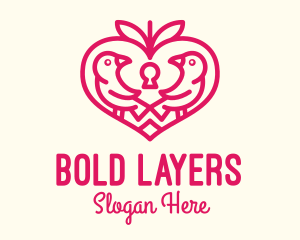 Red Valentine Lovebird logo design