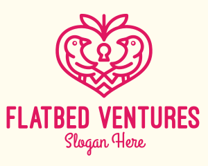 Red Valentine Lovebird logo design