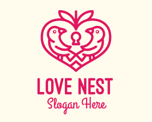 Red Valentine Lovebird logo design