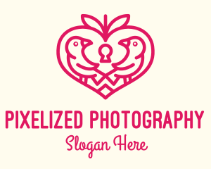 Red Valentine Lovebird logo design