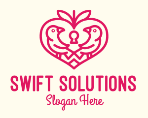 Red Valentine Lovebird logo design