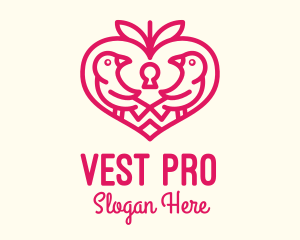 Red Valentine Lovebird logo design