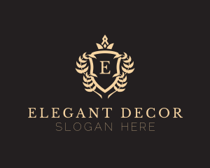 Elegant Crown Shield Emblem logo design