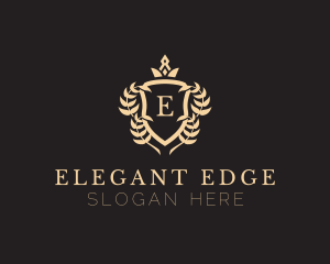 Elegant Crown Shield Emblem logo design