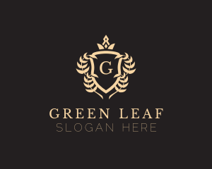 Elegant Crown Shield Emblem logo design