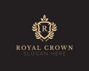 Elegant Crown Shield Emblem logo