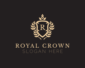 Elegant Crown Shield Emblem logo design