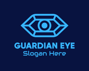 Blue Cyber Eye logo design