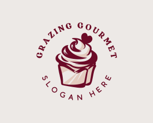 Retro Cupcake Dessert logo design