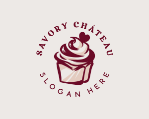 Retro Cupcake Dessert logo design