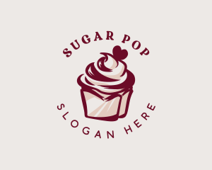 Retro Cupcake Dessert logo design