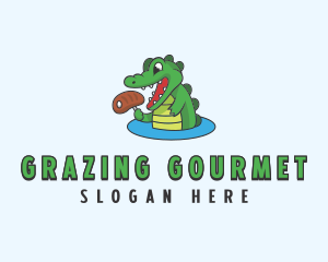 Meat Dining Crocodile logo design