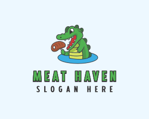 Meat Dining Crocodile logo design