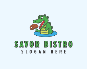 Meat Dining Crocodile logo design