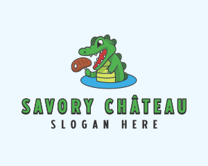 Meat Dining Crocodile logo design