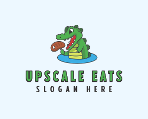 Meat Dining Crocodile logo design