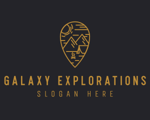 Gold Camping Location Pin logo design