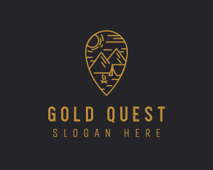 Gold Camping Location Pin logo design