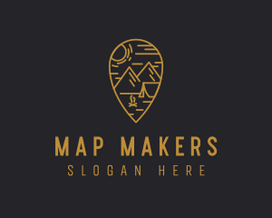 Gold Camping Location Pin logo design