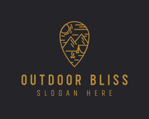 Gold Camping Location Pin logo design