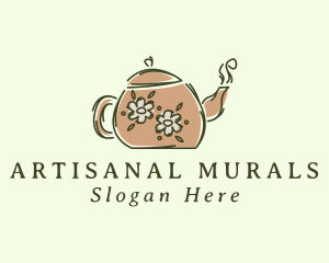 Floral Teapot Tea logo design