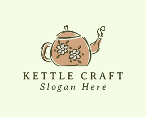 Floral Teapot Tea logo design