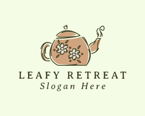 Floral Teapot Tea logo design