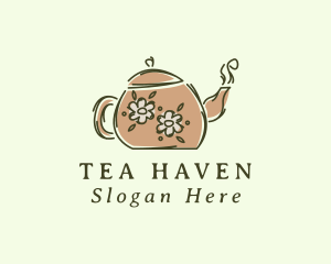 Floral Teapot Tea logo design