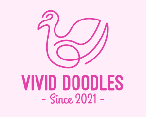 Pink Minimalist Bird Loop logo design