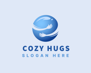 Hugging Planet Hands logo design