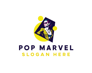 Retro Pop Art Woman logo design