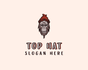 Hipster Beanie Monkey logo design