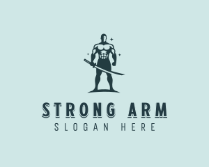 Strong Katana Warrior logo design