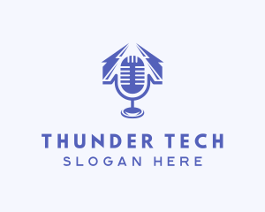 Thunder Mic Podcaster logo design