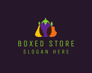 Pear Eggplant Orange Grocery logo design