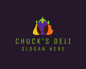 Pear Eggplant Orange Grocery logo design