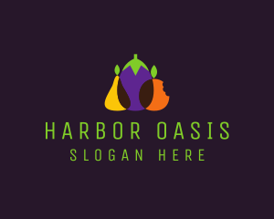 Pear Eggplant Orange Grocery logo design