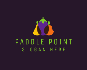 Pear Eggplant Orange Grocery logo design