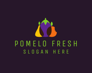 Pear Eggplant Orange Grocery logo design