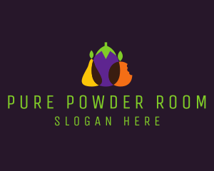 Pear Eggplant Orange Grocery logo design