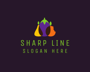 Pear Eggplant Orange Grocery logo design