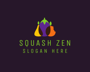 Pear Eggplant Orange Grocery logo design