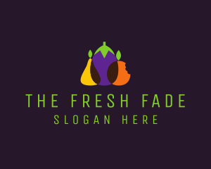 Pear Eggplant Orange Grocery logo design