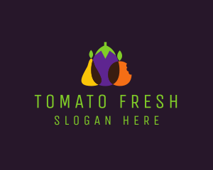 Pear Eggplant Orange Grocery logo design