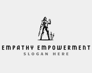 Female Strong Warrior logo design