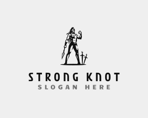 Female Strong Warrior logo design