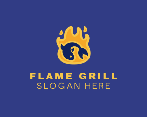 Flame Grilled Fish logo design