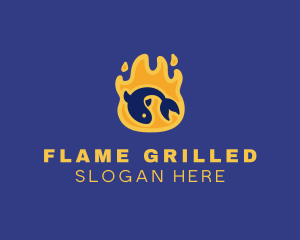 Flame Grilled Fish logo design